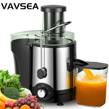 VAVSEA 600W Juicer Machine, Anti-Drip Juice Extractor with 3-Inch Feed Chute for Whole Fruits & Vegetables