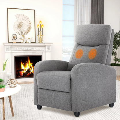 JHK Recliner Massage Sofa Chair Theater adjustable Lumbar Support, Padded Seat Backrest, Grey