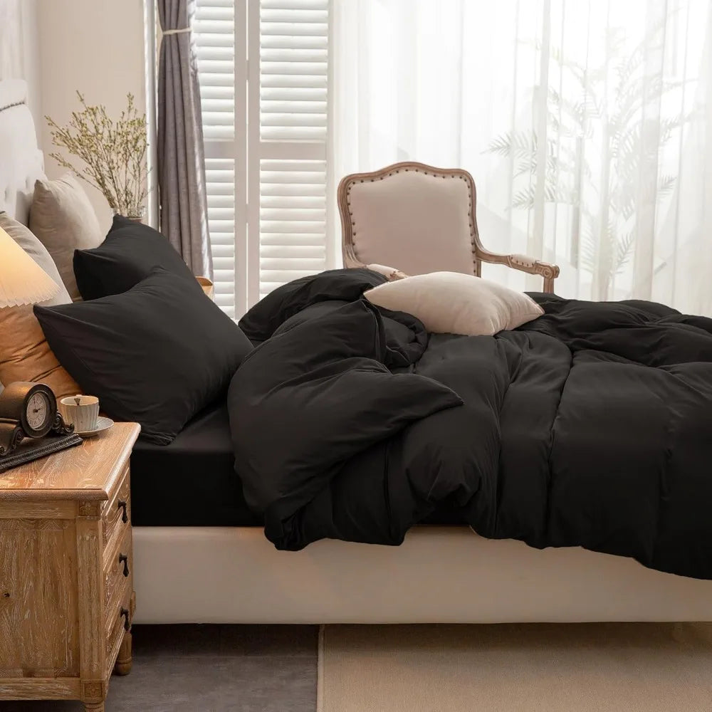 Super Comfy Duvet Cover Set 100% Cotton 3pc Bedding Sets with Zipper Closure