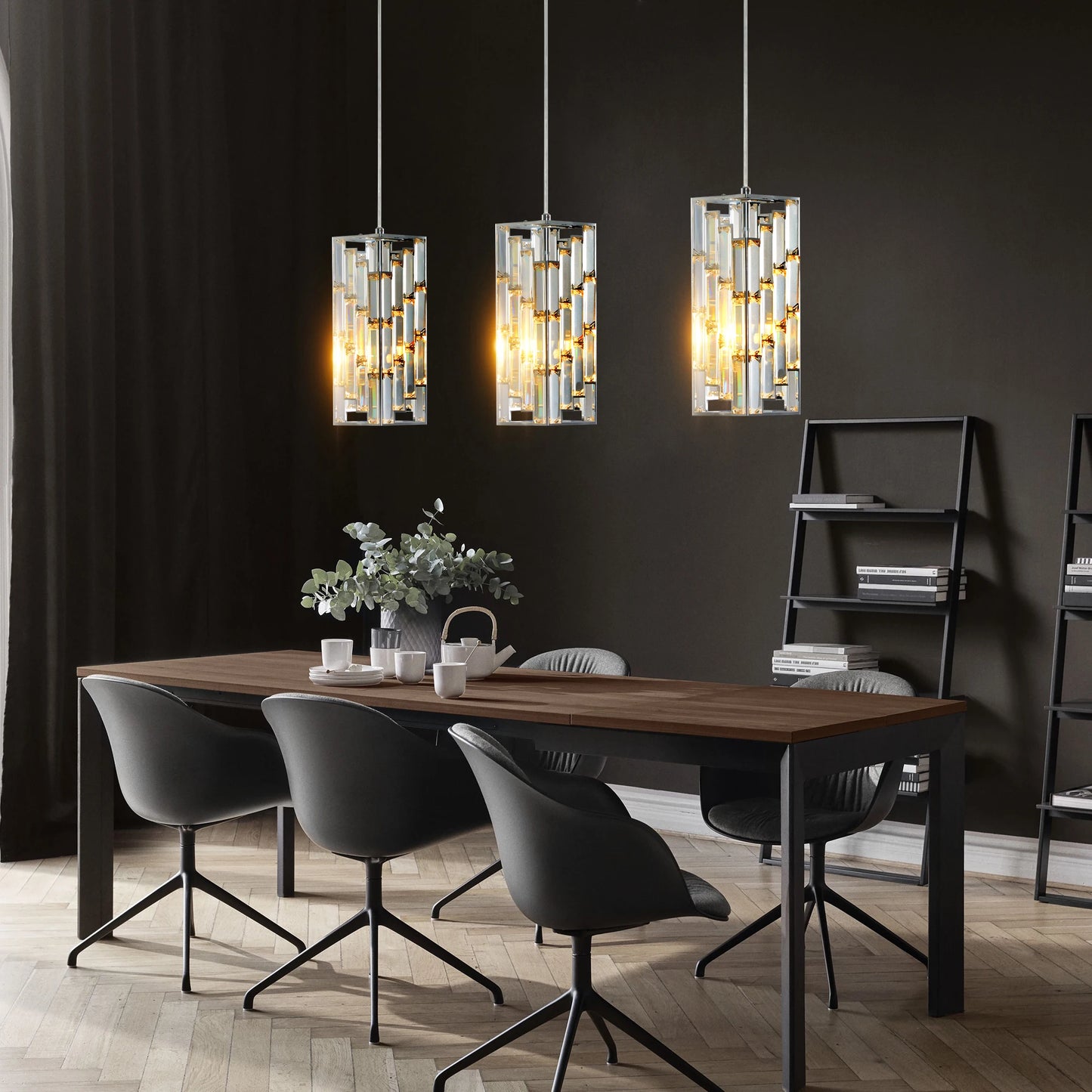 12 Inch Silver Crystal Chandelier Height Adjustable , Decor (3PACK)
