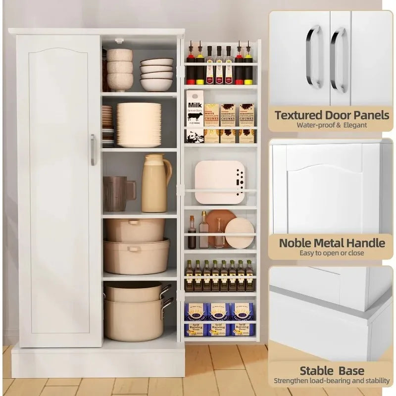 Kitchen Pantry Storage Cabinet with Adjustable Shelves and Drawer, Sideboard Buffet Cupboards