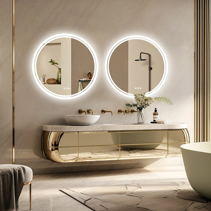 Illuminated Wall Mounted Lighted Mirror with LED Lights Circle Backlit, 3 Colors Change, Dimmable