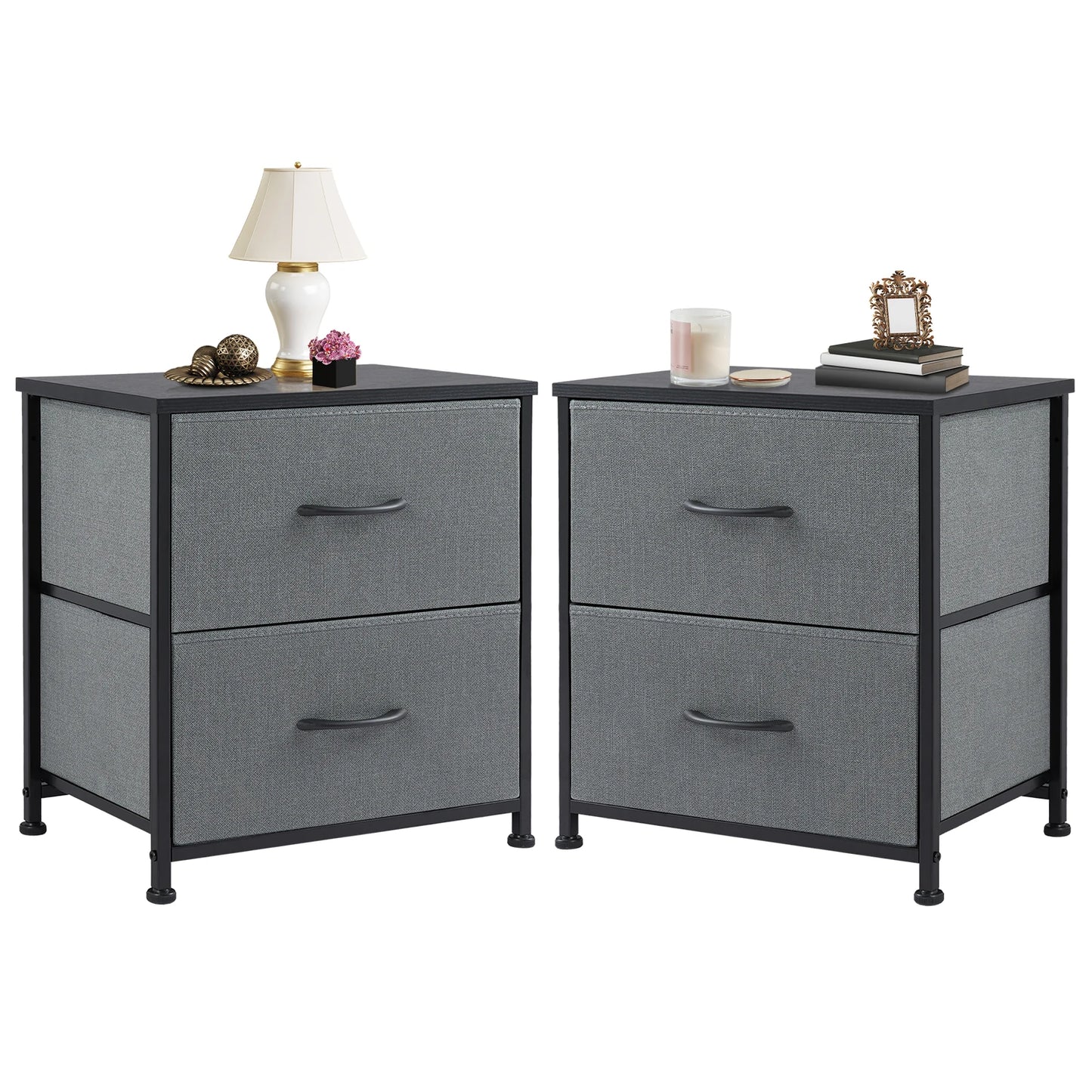 JHK 2 Drawers Nightstand For Bedroom