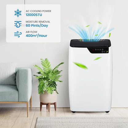 12000 BTU Portable 3-N-1 Free standing Air Conditioners Unit for up to 550 sq.ft,  24H Timer