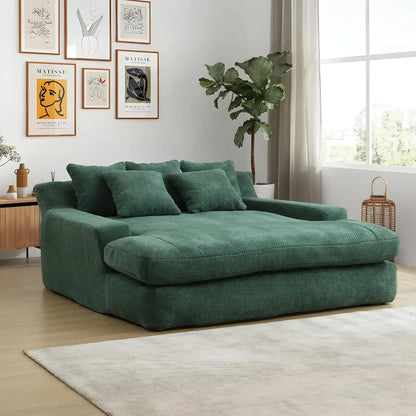 66.93" W Oversized Cozy Loveseat Cozy Chaise Lounge  with 5 Pillows