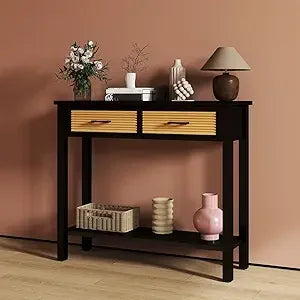 60 Inch Sofa Table w/4 Drawers and Bottom Shelf Narrow Long Hallway Table