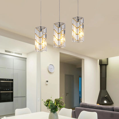 12 Inch Silver Crystal Chandelier Height Adjustable , Decor (3PACK)