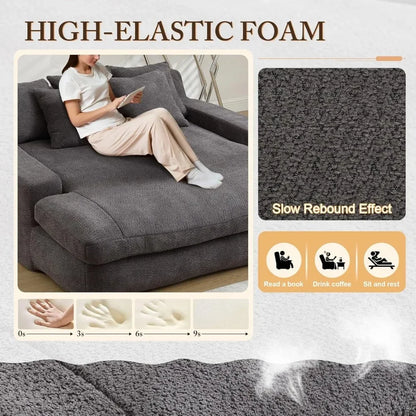 66.93" W Oversized Cozy Loveseat Cozy Chaise Lounge  with 5 Pillows