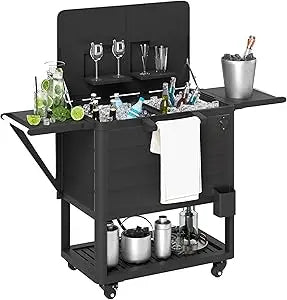 104 Quart Large Capacity Patio Cooler, Rolling Ice Chest with wheels Bottle Opener and Shelves