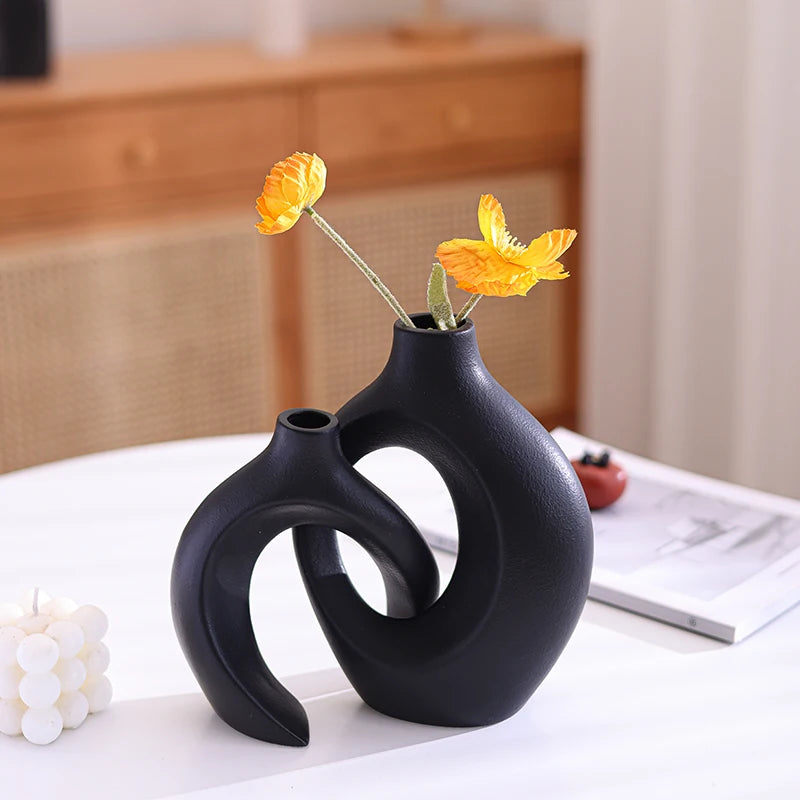 2pc ceramic vase artwork,  study cafe decor