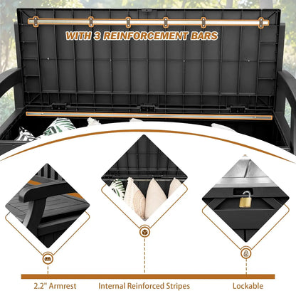 80 Gallon Storage Bench Deck Box Lockable for Patio Furniture