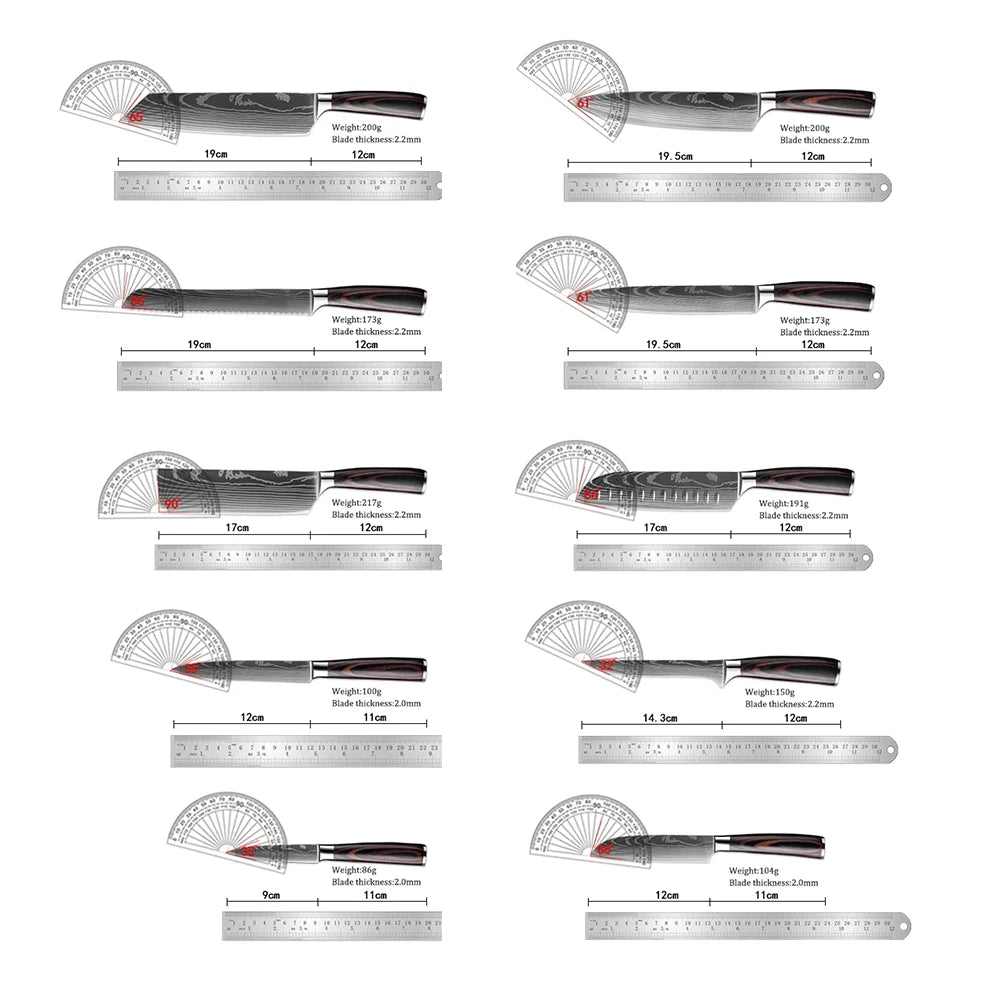 8PCS Stainless Steel Sharp Chef Knives Set