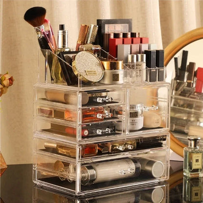 Good 3 Pack Clear Makeup Storage Organizer,Stackable 6 Drawers