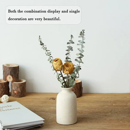 Beige ceramic modern bohemian farmhouse vase set with a small vase decoration