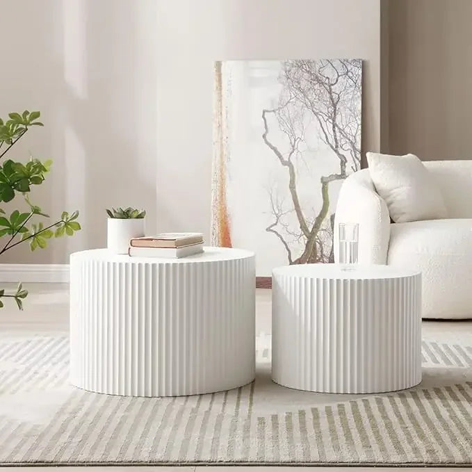 Round Coffee Accdent End Table Sets, Nesting Wooden Coffee Tables