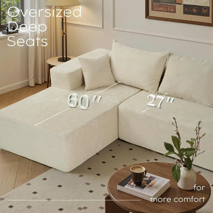 Cloud Sectional Couch with L-Shape Chaise,Modern Modular Sofa with Deep Seat