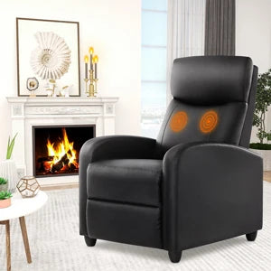 JHK Recliner Massage Sofa Chair Theater adjustable Lumbar Support, Padded Seat Backrest, Grey