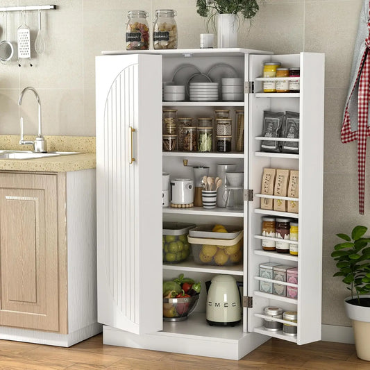 Kitchen Pantry Storage Cabinet with Adjustable Shelves and Drawer, Sideboard Buffet Cupboards