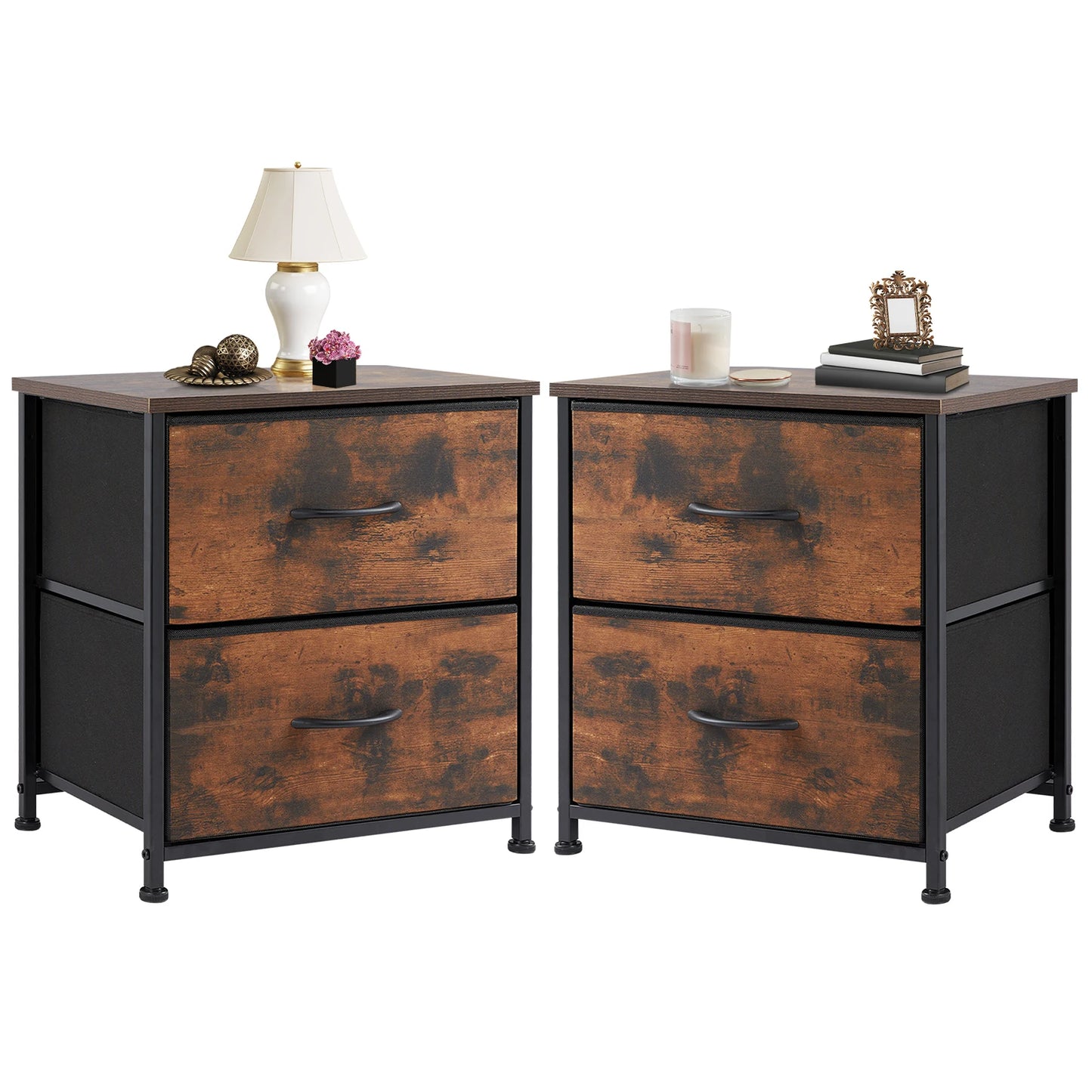 JHK 2 Drawers Nightstand For Bedroom