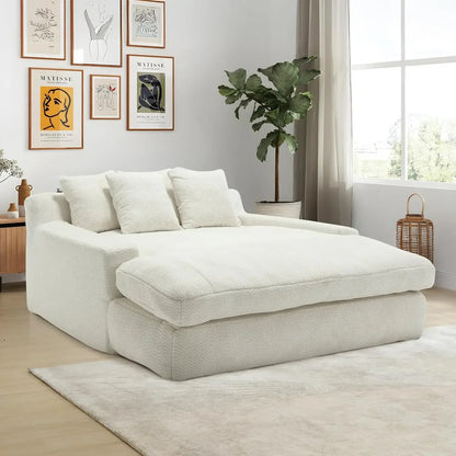 66.93" W Oversized Cozy Loveseat Cozy Chaise Lounge  with 5 Pillows