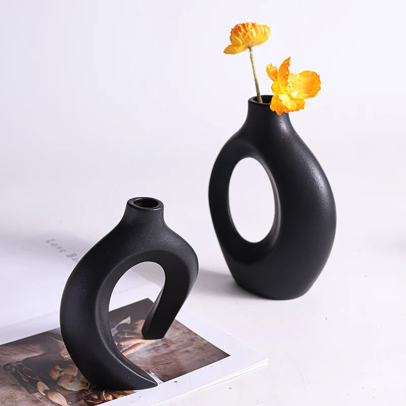 2pc ceramic vase artwork,  study cafe decor