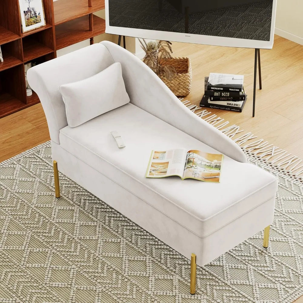 Modern Upholstered Chaise Lounge with Storage, Soft and Comfortable