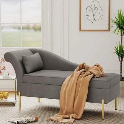 Modern Upholstered Chaise Lounge with Storage, Soft and Comfortable