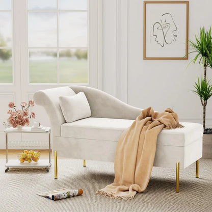 Modern Upholstered Chaise Lounge with Storage, Soft and Comfortable