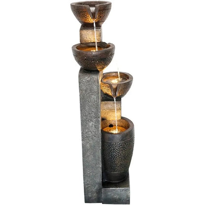 Outdoor Garden Water Fountain Waterfall Floor-Standing Fountains with LED Lights