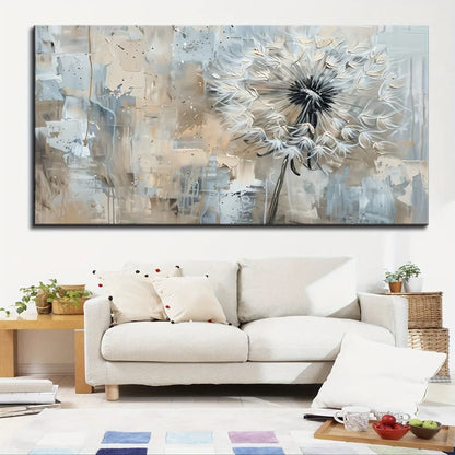A Modern dandelion canvas decorative painting, 1.5 inch thick pine solid wood frame