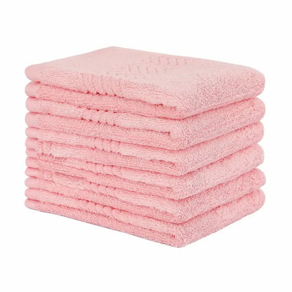 6-Pack Soft & Durable Pink Absorbent Cotton Towel Set