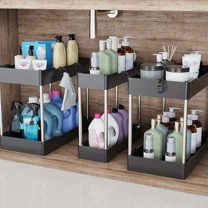 3pcs Under Bathroom Sink Organizers or Countertop Storage Rack, Large, Medium, Small Sizes