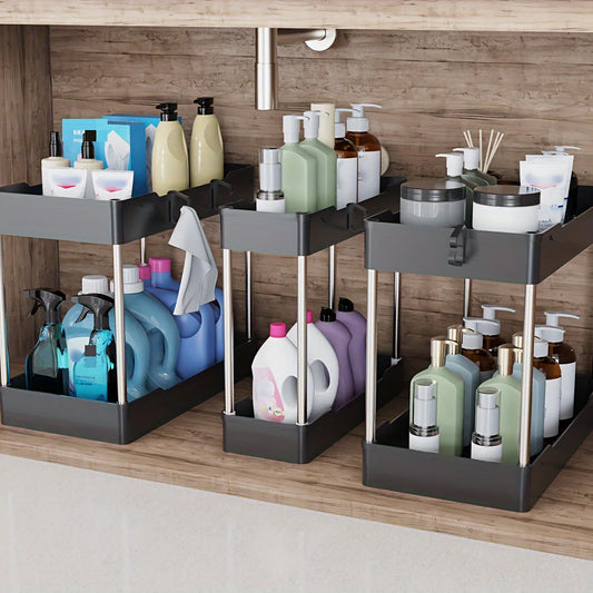 3pcs Under Bathroom Sink Organizers or Countertop Storage Rack, Large, Medium, Small Sizes