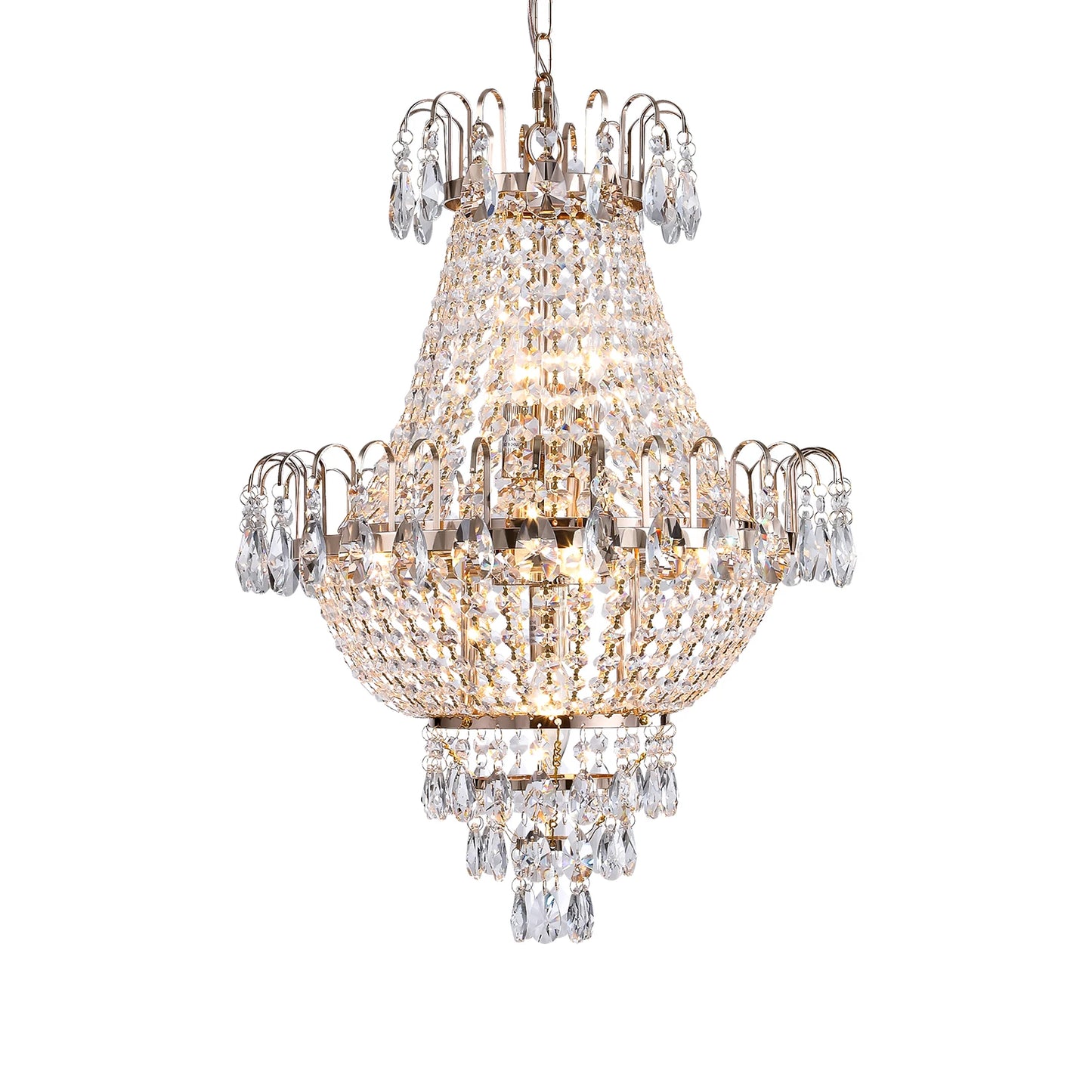 16.9" Luxury Retro Crystal Chandelier European Style, 7-Light Classy Fixture
