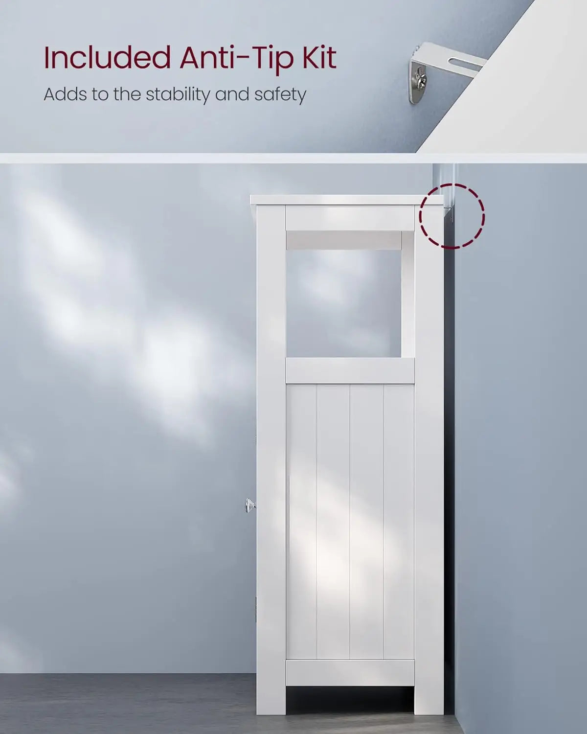 Frestanding Storage Cabinet with Double Shutter Doors and Adjustable Shelf