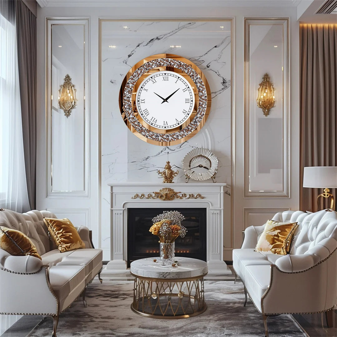 32inch Modern 3D Large Tawny, Tinted Wall Clock with Roman Numerals
