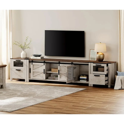 3 and 1 TV Wood Stand Set Entertainment Center for 85 inch TV with Charging Station