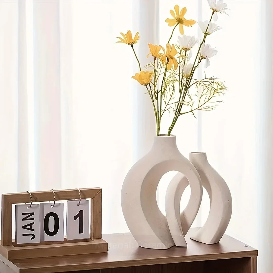 2pc ceramic vase artwork,  study cafe decor