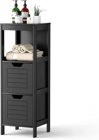 Bathroom Free Standing Storage Cabinet Organizer, Multifunctional Wooden Storage  w/ 2 Drawers,