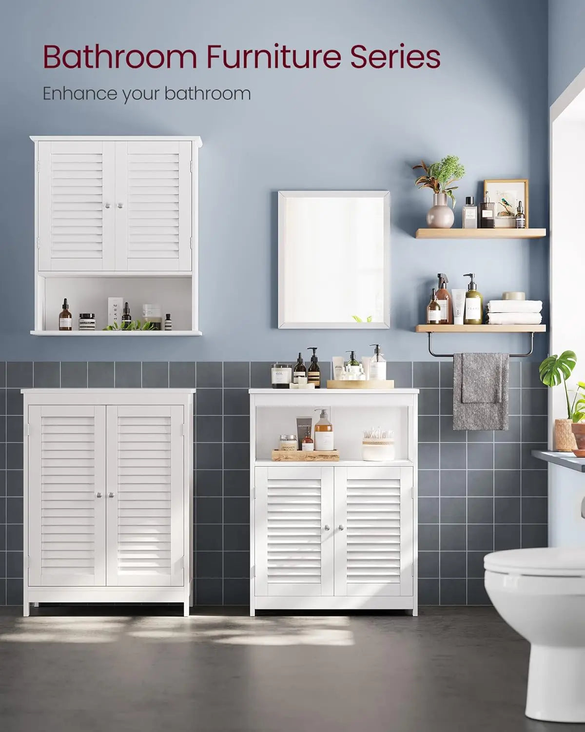 Frestanding Storage Cabinet with Double Shutter Doors and Adjustable Shelf