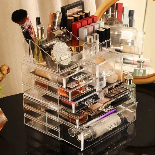Good 3 Pack Clear Makeup Storage Organizer,Stackable 6 Drawers