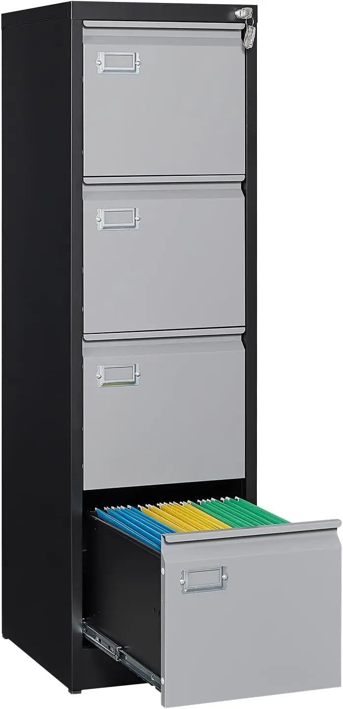 4 Drawer File Cabinet, Metal Vertical File Storage Cabinet with Lock