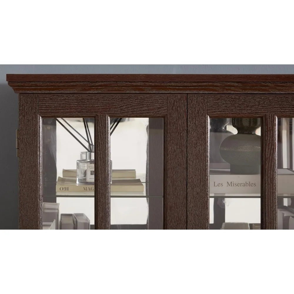 Lighted Display Curio China Cabinet with 4 Glass Doors, 6 Shelves