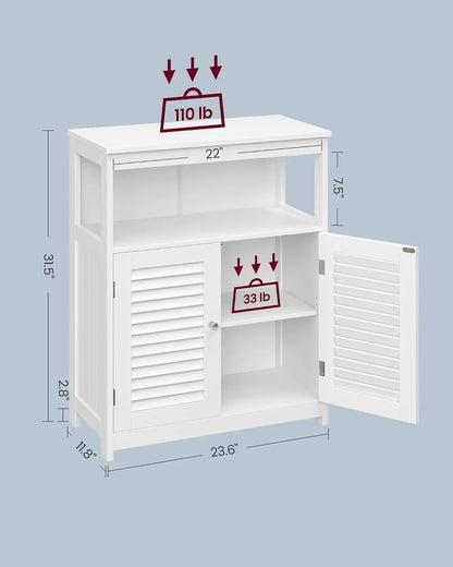 Frestanding Storage Cabinet with Double Shutter Doors and Adjustable Shelf