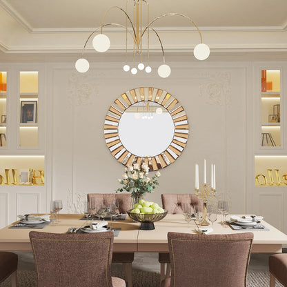 Decorative Round Sunburst Wall Mirror Beveled Edge Glass Hanging Accent Mirrors