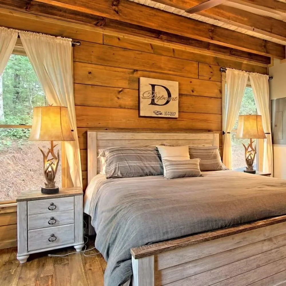 Dungoo Rustic Western Deer 26" Table Lamps with Nightlight Set of 2, with 2 USB Ports