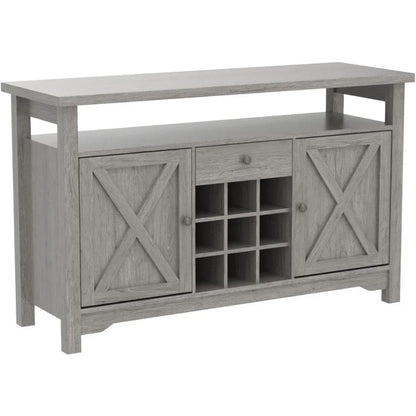 47" Farmhouse Coffee Bar Buffet Station with Storage, Gray with Drawer