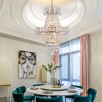 16.9" Luxury Retro Crystal Chandelier European Style, 7-Light Classy Fixture