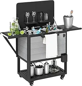 104 Quart Large Capacity Patio Cooler, Rolling Ice Chest with wheels Bottle Opener and Shelves