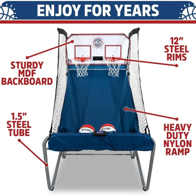 Pop-A-Shot - Arcade Basketball Fun at Home Dual Shot |Infrared Sensor Scoring 16 Game Modes, Foldable Storage